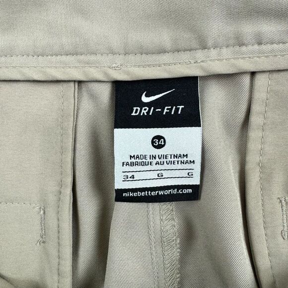 Nike Golf Pants Mens 34x31 Khaki Dri-FIT Training Stretch Wide Leg Lightweight - Picture 2 of 15